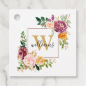 Monogramm Eleganfarbene Rose Floral Botanisch Geschenkanhänger (Vorderseite)