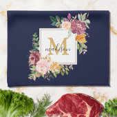Monogramm Eleganfarbene Rose Floral Botanisch Geschirrtuch