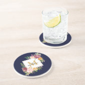 Monogramm Eleganfarbene Rose Floral Botanisch Getränkeuntersetzer (Seite)