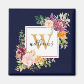 Monogramm Eleganfarbene Rose Floral Botanisch Magnet (Vorne)