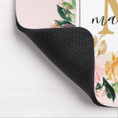 Monogramm Eleganfarbene Rose Floral Botanisch Mousepad (Ecke)