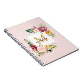 Monogramm Eleganfarbene Rose Floral Botanisch Notizblock (Rechte Seite)