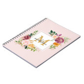Monogramm Eleganfarbene Rose Floral Botanisch Notizblock (Linke Seite)