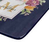 Monogramm Eleganfarbene Rose Floral Botanisch Schneidebrett (Ecke)