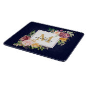 Monogramm Eleganfarbene Rose Floral Botanisch Schneidebrett (Ecke)