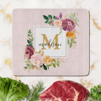 Monogramm Eleganfarbene Rose Floral Botanisch