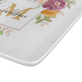 Monogramm Eleganfarbene Rose Floral Botanisch Schneidebrett (Ecke)