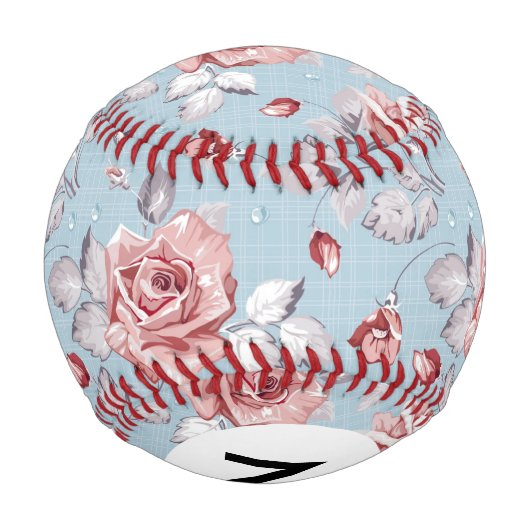 Monogramm Eleganfarbene Rosen 2 Baseball (Rückseite)