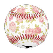 Monogramm Eleganfarbene Rosen 3 Baseball (Rückseite)