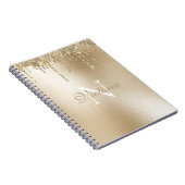 Monogramm-Elegant aus Gold-Metallic-Glitzer-Tropfe Notizblock (Rechte Seite)