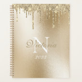 Monogramm-Elegant aus Gold-Metallic-Glitzer-Tropfe Planer (Vorderseite)