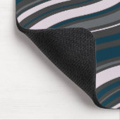 Monogramm Elegant blau und grau gestreift Mousepad (Ecke)