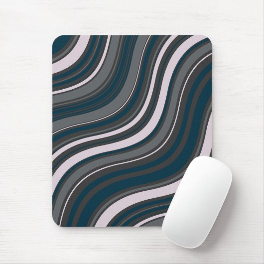 Monogramm Elegant blau und grau gestreift Mousepad (Mit Mouse)