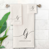 Monogramm Elegant Calligraphy Minimal neutral Badhandtuch Set
