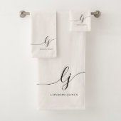 Monogramm Elegant Calligraphy Minimal neutral Badhandtuch Set (Insitu)