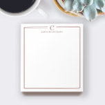 Monogramm Elegant Deep Red Border Briefpapier Notizblock<br><div class="desc">Dieses Design verfügt über einen dünnen doppelten Rahmen mit Platz für ein Monogramm und einen Namen. Klicken Sie auf die Schaltfläche "Anpassen", wenn Sie die Designelemente anpassen und/oder den Text weiter ändern möchten! Variationen dieses Designs, zusätzliche Farben sowie passende Produkte sind in unserem Shop erhältlich: zazzle.com/store/doodlelulu. Kontaktieren Sie uns, wenn...</div>