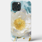 Monogramm Elegant Einfache Weiße Blume Wasserfarbe Case-Mate iPhone Hülle (Rückseite)