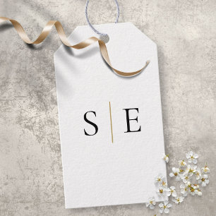 Monogramm Elegant Gold Schwarz Minimalistisch Geschenkanhänger
