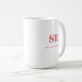 Monogramm Elegant Rosa Minimal Kaffeetasse (VorderseiteRechts)