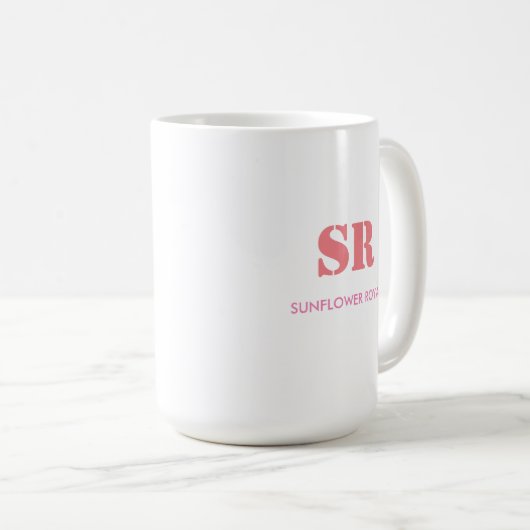 Monogramm Elegant Rosa Minimal Kaffeetasse (VorderseiteRechts)