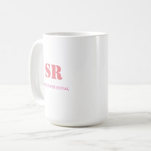 Monogramm Elegant Rosa Minimal Kaffeetasse (Vorderseite Links)