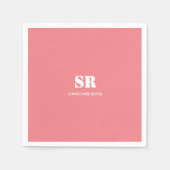 Monogramm Elegant Rosa Minimal Serviette (Vorderseite)