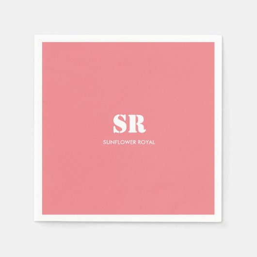 Monogramm Elegant Rosa Minimal Serviette (Vorderseite)