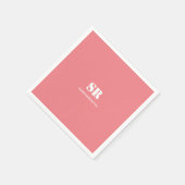 Monogramm Elegant Rosa Minimal Serviette (Ecke)