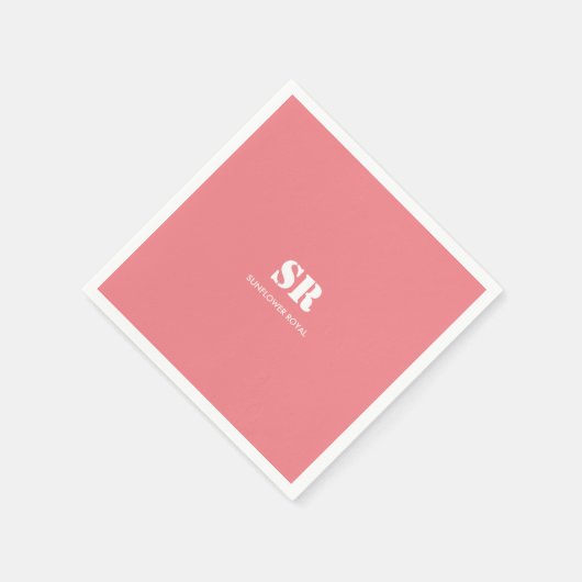 Monogramm Elegant Rosa Minimal Serviette (Ecke)