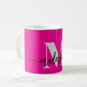 Monogramm Elegant Rosa Schwarz Kaffeetasse (Vorderseite Links)