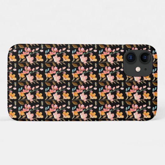 Monogramm Elegant Rosa Wasserfarbe Case-Mate iPhone Hülle (Rückseite (Horizontal))