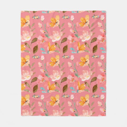 Monogramm Elegant Rosa Wasserfarbe Fleecedecke (Vorderseite)