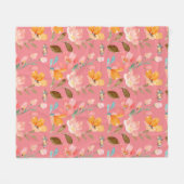 Monogramm Elegant Rosa Wasserfarbe Fleecedecke (Vorderseite (Horizontal))