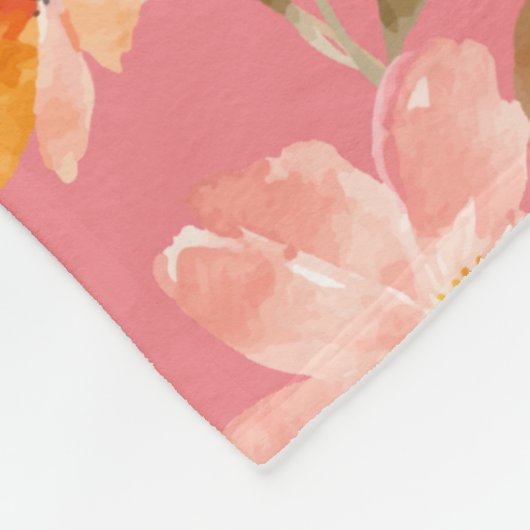 Monogramm Elegant Rosa Wasserfarbe Fleecedecke (Ecke)