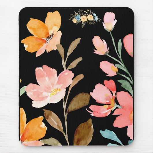 Monogramm Elegant Rosa Wasserfarbe Mousepad (Vorne)