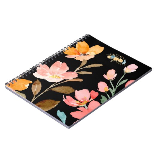 Monogramm Elegant Rosa Wasserfarbe Notizblock (Linke Seite)