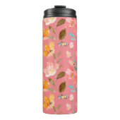 Monogramm Elegant Rosa Wasserfarbe Thermosbecher (Vorderseite)