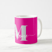Monogramm Elegant Rosa Weiß Kaffeetasse (VorderseiteRechts)