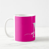 Monogramm Elegant Rosa Weiß Kaffeetasse (Links)