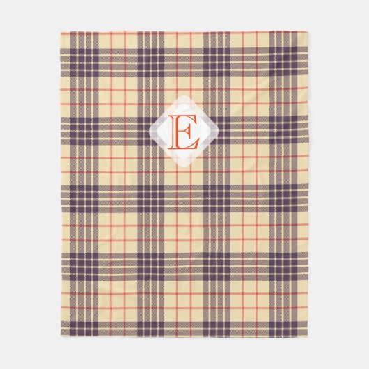 Monogramm, elegant schottisch-beige, karierter Tar Fleecedecke (Vorderseite)