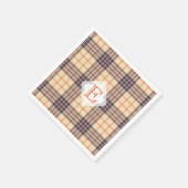 Monogramm, elegant schottisch-beige, karierter Tar Serviette (Ecke)