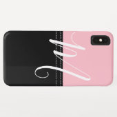 Monogramm Elegant Schwarz/Rosa Farbe Case-Mate iPhone Hülle (Rückseite (Horizontal))