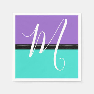 Monogramm Elegant Türkis & Amethyst Einfarbig Serviette