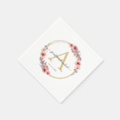 Monogramm, elegant, Wildblume, Kreishochzeit Serviette (Ecke)
