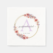 Monogramm, elegant, Wildblume, Kreishochzeit Serviette (Vorderseite)