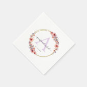 Monogramm, elegant, Wildblume, Kreishochzeit Serviette (Ecke)
