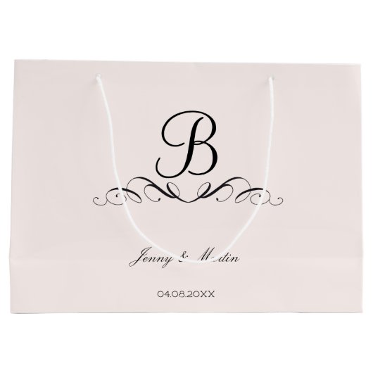 Monogramm elegant zur Hochzeit Große Geschenktüte (Rückseite)