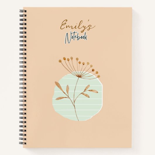 Monogramm Elegante abstrakte und getrocknete Blume Notizblock (Vorderseite)