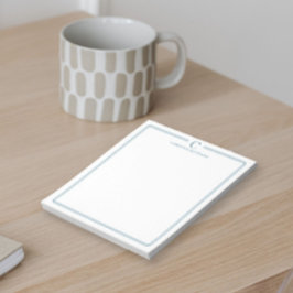 Monogramm Elegante Blau-Rand Korrespondenzpapier Notizblock