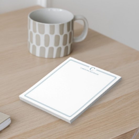 Monogramm Elegante Blau-Rand Korrespondenzpapier Notizblock